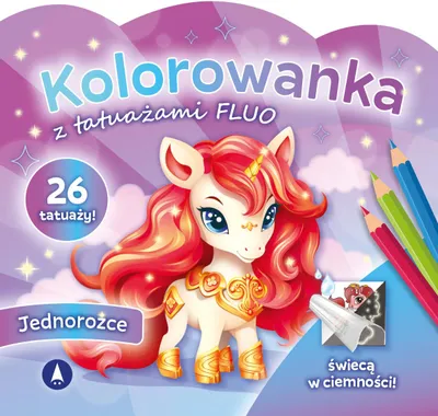 Produktbild von Kolorowanka z tatuażami FLUO Jednorożce