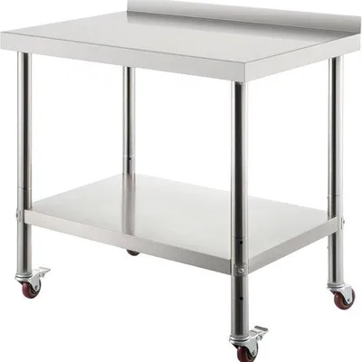 Immagine prodotto di Tavolo da lavoro in acciaio inossidabile 60x60x88 cm con paraspruzzi