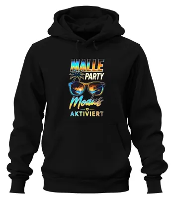 Imagen del producto de "Modo fiesta activado. Sudadera con capucha para vacaciones en Mallorca, diseño Ballermann, color , talla 3XL."