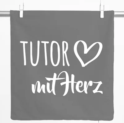 Produktbild von Huuraa Kissenbezug Tutor mit Herz 40x40cm Steel Grey Baumwolle Dekokissenbezug Geschenkidee
