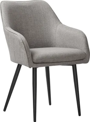 Produktbild von SalesFever Esszimmerstuhl | Bezug Strukturstoff | Stuhlbeine Metall | B 61 x T 60 x H 85 cm | taupe – schwarz