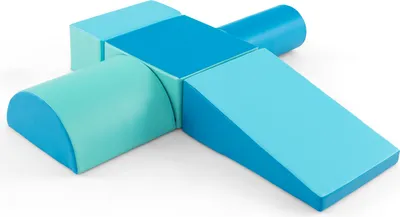 Produktbild von GOPLUS 5 TLG. Schaumstoffbausteine, Softbausteine zum Klettern & Rutschen, Riesenbausteine aus Polyurethan& EPE für Kinder, Großbausteine mit Vielseitige Formen für Kinderzimmer & Kindergarten (Seeblau)