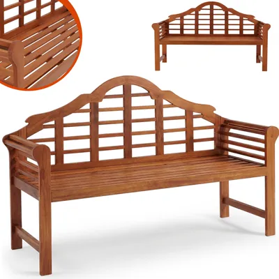 Image de Casaria Banc de jardin Marlboro en bois eucalyptus pré-huilé 2 places balcon terrasse extérieur petit banc en bois