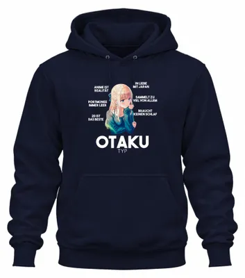 Produktbild von OTAKU TYP Anime ist Realität Portmonee immer leer Japan Hoodie Kapuzenpullover, Navy, S