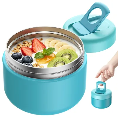 Thermobeker 420 ml Edelstahl Warmhaltebehälter Lunchbox To-Go blau