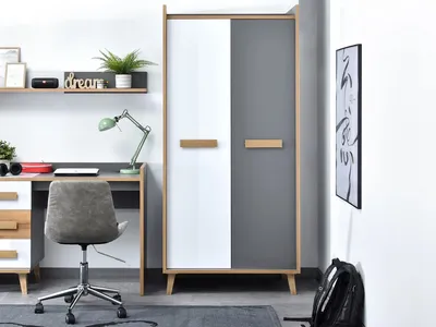 Zdjęcie produktu dla Szafa 90 cm ANGELY - szary / biały