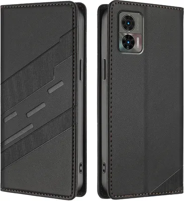 Produktbild von Hülle für Motorola Edge 30 Neo, Kunstleder Brieftaschen Handyhülle mit Kartenfach und Standfunktion Schwarz