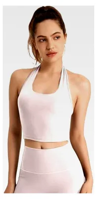 Produktbild von Sport-BH für Damen mit Neckholder und Rückenfrei-Design, gepolstert, ohne Bügel, für Fitness und Yoga, mittlerer Halt, Crop Top für Sport und Alltag