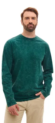 Produktbild von Mod Kids | Longsleeve Herren - Grün - 100% Baumwolle - Lockere Passform - Vintage Stonewash - L