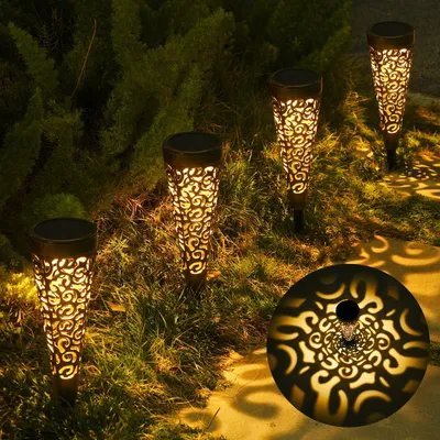 Productafbeelding van Set van 4 waterdichte IP65 zonnelampen voor buiten, LED zonnelampen voor balkon en terras
