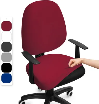 Image de Housse de siège de bureau élastique, couleur bordeaux, amovible et lavable, protection pour chaise de bureau