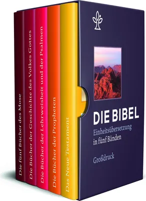Produktbild von Bibel in 5 Einzelbüchern in Geschenkkassette, Großdruck