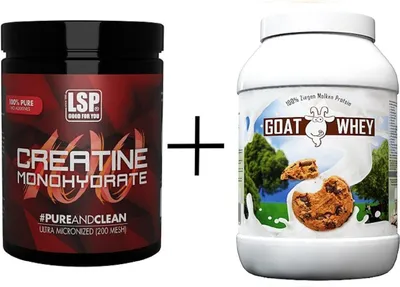Produktbild von LSP Creatine Monohydrat (500g) + GOAT WHEY (1800g),Cookies&Cream, PULVER