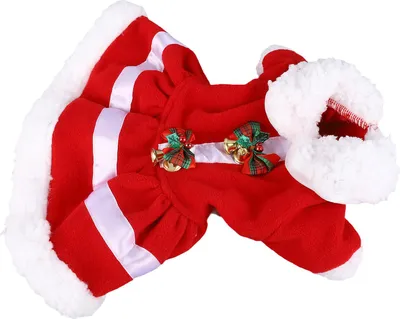 Produktbild von Hund Weihnachtskleid Puppenhalsband Verdickung Bequem Warm Niedlich Welpe Ferienkleid Kostüm mit Glocke für Party Cosplay XL