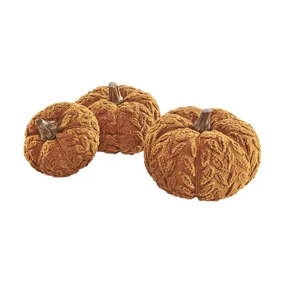 Produktbild von Kobolo Dekokürbis aus Textil Set 3 Größen - orange Dekoration Dekoobjekt Deko Kürbis Herbstdeko Kürbisse Herbstdekoration Figuren Dekofigur Tischdeko