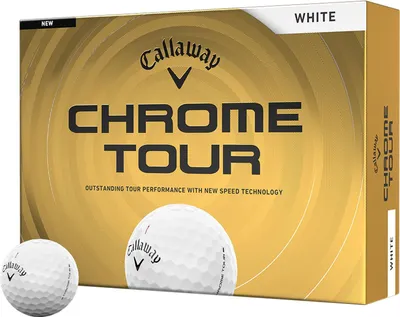 Produktbild von Callaway Chrome Tour Golfbälle – Maximale Ballgeschwindigkeit, Tour-Spin & Präzision auf dem Grün