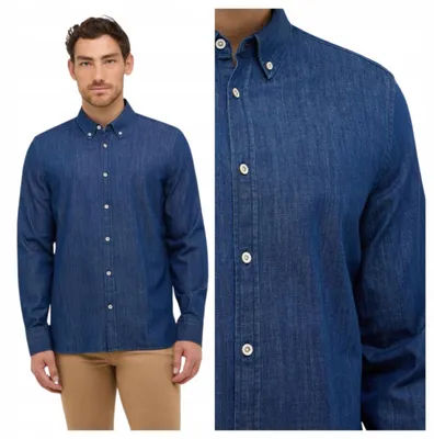 Immagine prodotto di Mustang | Camicia da uomo modello Cullman, denim blu, vestibilità regular, cotone, jeans, taglia XL