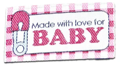 Immagine prodotto di Made With Love For Baby - Toppe, decalcomanie da stirare, applicazioni, toppe, toppe da ricamo, da stirare, dimensioni: 4,8 x 2,6 cm