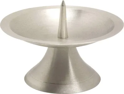 Produktbild von Scheibenleuchter Ø11cm Messing Silber Kerzenleuchter Matt Altarleuchter mit Dorn