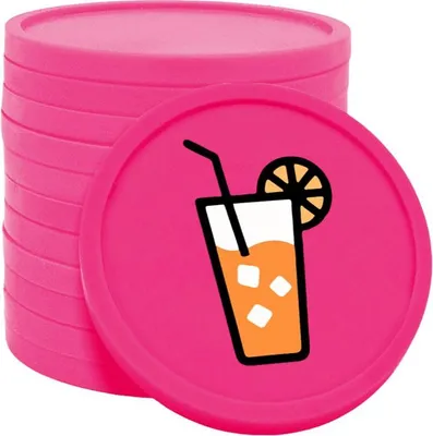 Immagine prodotto di Monete per bibite CombiCraft rosa neon Ø29mm stampate su un lato - 100 pezzi
