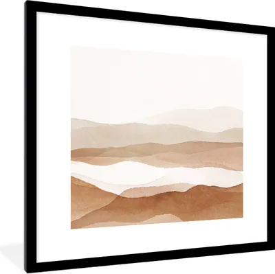 Produktbild von Poster mit Rahmen - Aquarell - Natur - Braun - 40x40 cm - Poster mit zchwarzem Bilderrahmen