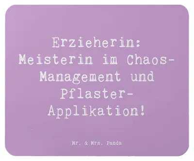Produktbild von Mr. & Mrs. Panda Mousepad Spruch Erzieherin Chaos-Management - Lavendeltraum - Geschenk, Fantasie, für, Berufsprodukte, Hingabe, Dankbarkeit, Mouse Pad, pc mausunterlage
