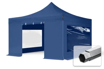 Produktbild von TOOLPORT 4x4m Aluminium Faltpavillon, inkl. 4 Seitenteile, blau