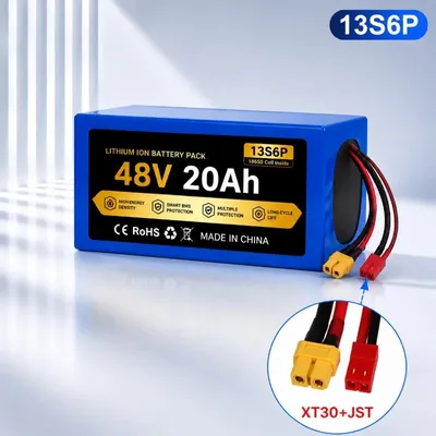Produktbild von Lithium-Ionen-Akkupack für E-Bike - 48 V 20 Ah - 13S6P - Li-Ion - XT30-JST-Ladegerät