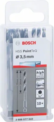 Obrázok produktu pre Šesťhranný vrták HSS PointTeQ 3,5 mm, balenie 10 kusov