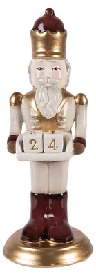 Image de Clayre & Eef Figurine de décoration de Noël Casse-Noisette 10x10x27 cm Beige Céramique