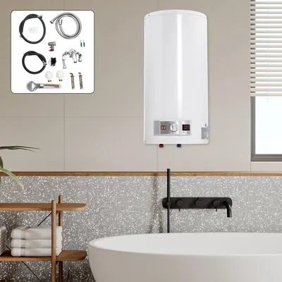 Obrázok produktu pre Elektrický ohrievač vody – 2000 W – objem 50 litrov – nerezová oceľ a smalt – biely