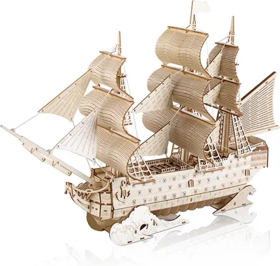 Zdjęcie produktu dla 3D Drewniana Układanka Model Żaglowca, Zestaw DIY bez Narzędzi, Retro Dekoracja, dla Dorosłych