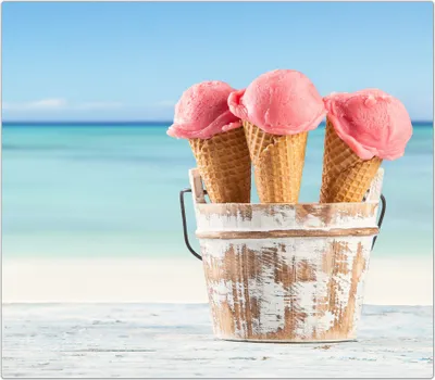 Produktbild von Spritzschutz Herdabdeckplatte Schneidebrett aus Glas Eis am tropischen Strand 1-Teilig (60x52cm)