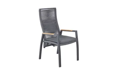 Produktbild von Positionsstuhl Ohio Gartenstuhl mit Sitzkissen Teakholz Sunbrella Stoff Grau