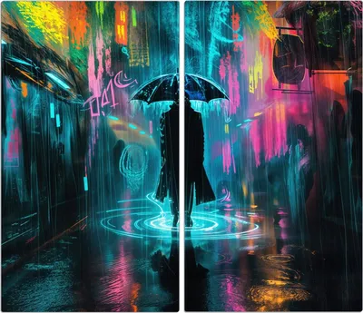 Produktbild von Spritzschutz Herdabdeckplatte Schneidebrett aus Glas Regen bei Nacht 2-Teilig (60x52cm)