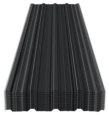 Image de Eikuavons, 12 plaques de tôle profilée en forme de trapèze, dimensions 129 x 46 cm, tôle d'acier galvanisée, profil ondulé de couleur anthracite, plaques pour toitures, abris de voiture, maisons de jardin