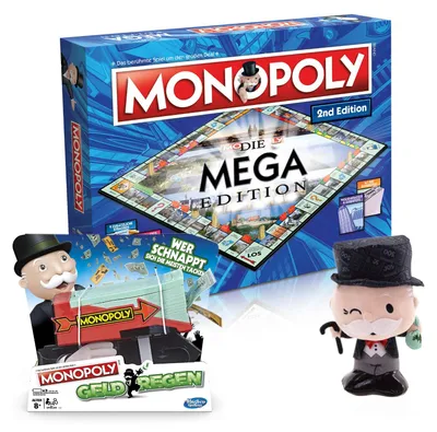 Produktbild von Monopoly Mega 2nd Edition (neue Auflage 2020) + Geldregen + Mr.Monopoly Plüsch
