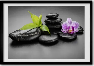 Produktbild von Bild - Bilderrahmen - 100 cm x 70 cm - MDF - Rahmen - Foto - Wandkunst zen-Steine