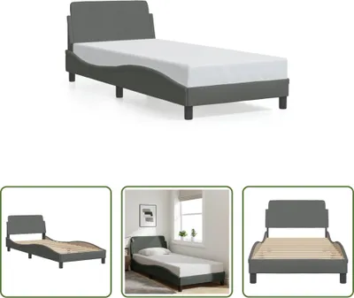 Produktbild von The Living Store Bettgestell mit Kopfteil Dunkelgrau 90x190 cm Stoff