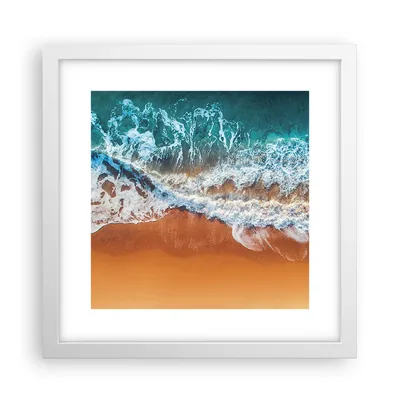 Produktbild von Gerahmtes Poster - Weißer Rahmen - Sand Wasser Strand - 30x30 cm - Wand Bild - Wanddeko - Wandbilder - Kunstposter - Wandposter - Bilderrahmen - Bilder - Kunstdruck - Wanddekoration - P2WAC30x30-5021
