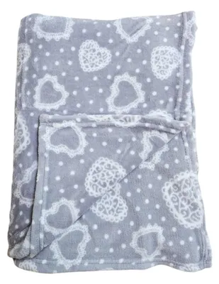 Produktbild von Kuscheldecke Decke Tagesdecke Herzen 150x200 cm Grau Wohndecke