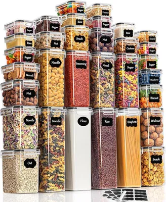 Produktbild von 32er Vorratsdosen Set Luftdicht Aufbewahrungsbox für Küche - Transparente Behälter Müsli Mehl Spaghetti