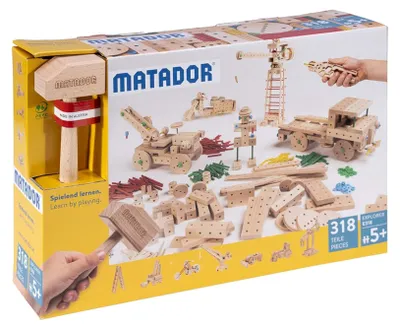 Produktbild von Matador Kinder Baukasten ab 5 Jahren 318-tlg. - Spannendes Holz Konstruktionsspi