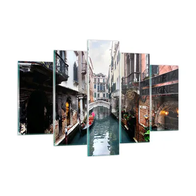 Produktbild von Bilder auf glas - Boot Brücke Tourismus Venedig - 150x100cm - Glasbilder - Wandbilder - Kunstdruck - zum Aufhängen bereit - Wanddekoration aus Glas - Glas Bilder - Wandbild auf Glas - GEA150x100-2157