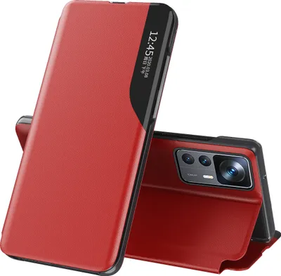 Produktbild von Hülle für Xiaomi 12T / 12T Pro, Smart View Fenster Flip Stand Cover Kunstleder Schutzhülle für Xiaomi 12T / 12T Pro Rot