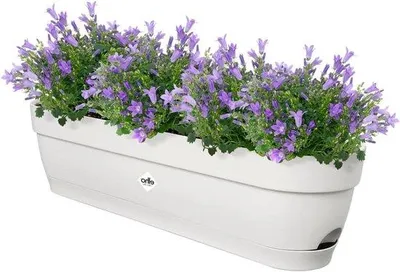 Obrázok produktu pre Kvetináč na balkón – kvetináč na balkón – vonkajšie použitie – vrátane zásobníka na vodu – 70 cm – biely