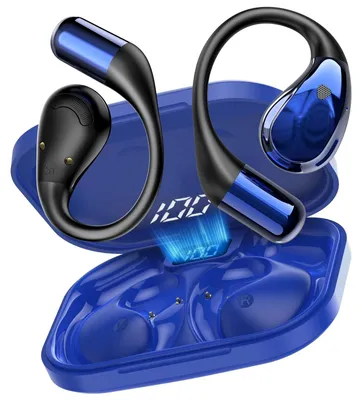 Imagen del producto de Auriculares abiertos Bluetooth 6.0, auriculares estéreo HiFi con micrófono HD, color azul