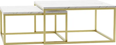 Obrázek produktu pro Set 2x konferenční stolek RYSIA - zlatý / bílý mramor