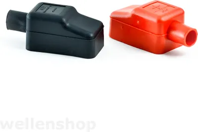 Produktbild von 2er-Set Batteriepolabdeckung in rot und schwarz, aus reißfestem Gummi