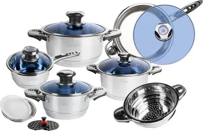Image de Royalty Line RL-16RGNM : ensemble de 16 pièces de batterie de cuisine haut de gamme en acier inoxydable
